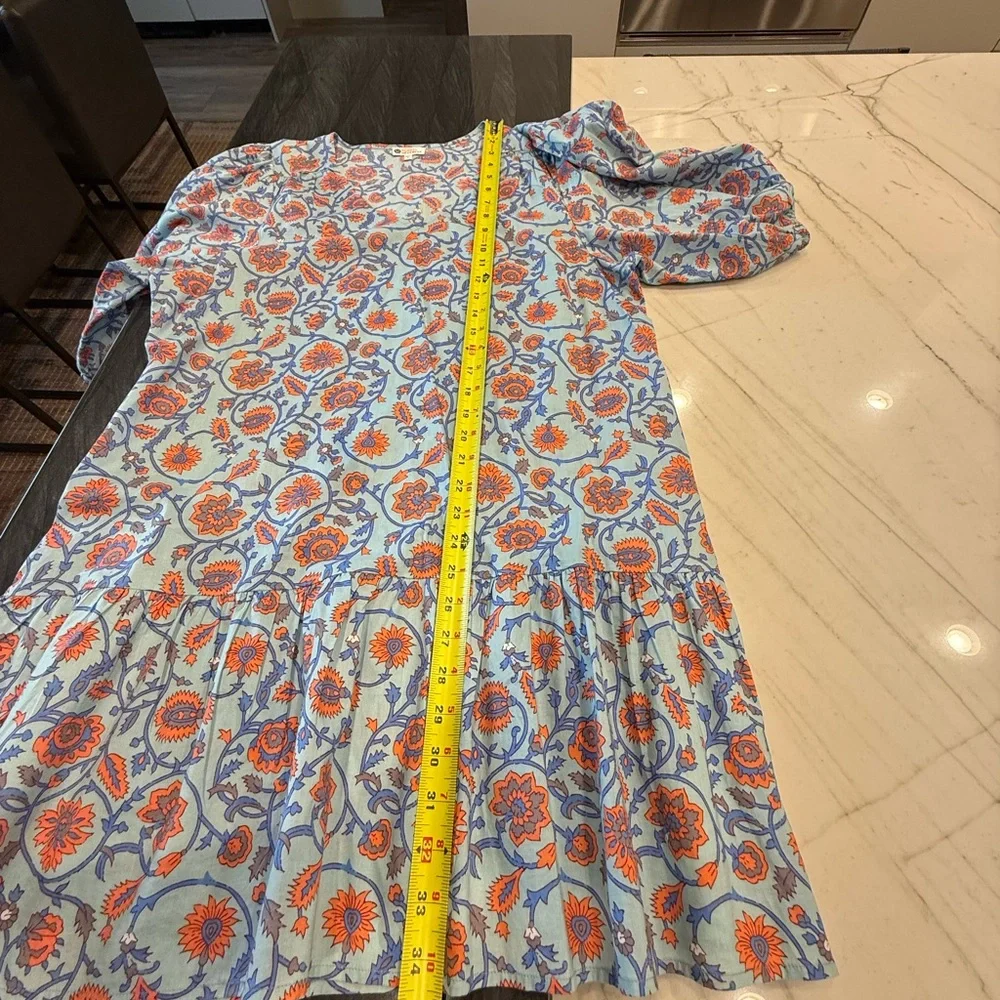 Sundry Blue Puff Sleeve Tunic with Ruffled Tiers - Picture 9 of 9